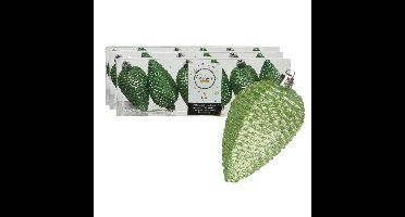 Decoris Kersthangers dennenappels - 18x st - groen - glitter - 8 cm