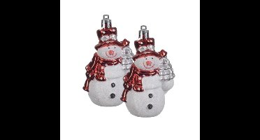 Decoris Kersthangers sneeuwpoppen - 4x - 8 cm - onbreekbaar
