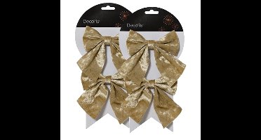 Decoris Kerstornamenten strikken - 4x - velvet creme - 12 x 13 cm