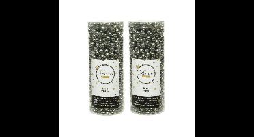 Decoris Kerstslinger - 2x - kralen - parel antraciet grijs - 10 meter