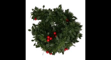 Decoris kerstslinger hulst - 1x - groen - 270 cm - kunststof - guirlande