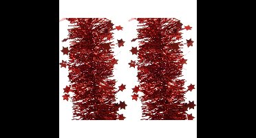Decoris kerstslingers - 4x - sterren - rood - 270 x 10 cm