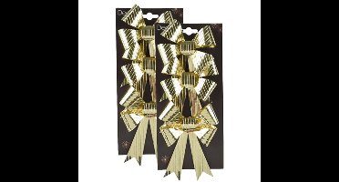 Decoris kerststrikken - 6x - goud - 14 x 10 cm - kersthanger