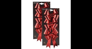 Decoris kerststrikken - 6x - rood - 14 x 10 cm - kersthanger