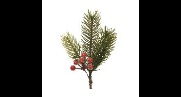 Decoris kersttak - groen met bes - 21.5 cm - voor kerststukjes
