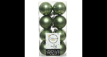 Decoris kleine kerstballen - 16x st - mosgroen - 4 cm - kunststof
