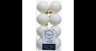 Decoris kleine kerstballen - 16x st - wol wit - 4 cm - kunststof