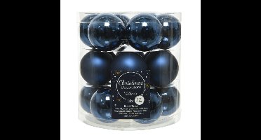 Decoris Kleine kerstballen - 18x st - donkerblauw - D4 cm - glas
