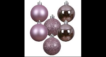 Decoris kleine kerstballen - 28x - lila paars - 3 cm -kunststof