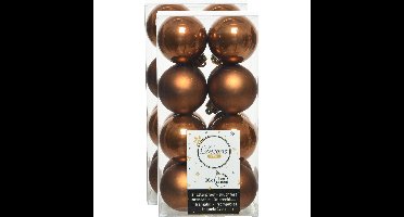Decoris kleine kerstballen - 32x st - kaneel bruin - 4 cm - kunststof