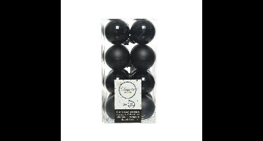 Decoris kleine kerstballen - 32x st - zwart - 4 cm - kunststof