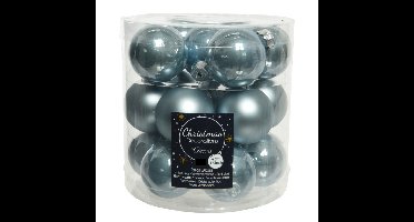 Decoris Kleine kerstballen - 36x st - lichtblauw - D4 cm - glas