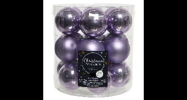 Decoris Kleine kerstballen - 36x st - lila paars - D4 cm - glas