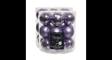 Decoris Kleine kerstballen - 54x st - lila paars - D4 cm - glas