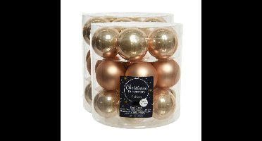 Decoris Kleine kerstballen - 54x st - toffee bruin - D4 cm - glas