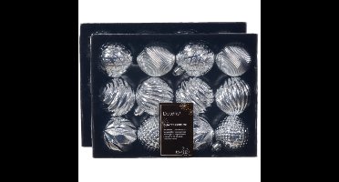 Decoris luxe kerstballen 24x - 6 cm - kunststof -zilver