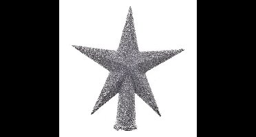 Decoris Mini kerstboom piek - zilver - D12 cm - kunststof