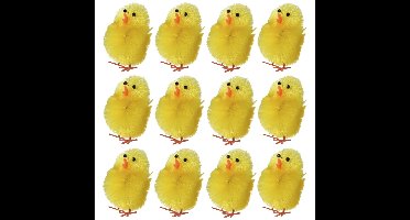 Decoris mini kuikentjes - 12x stuks - geel - H4 cm - Paaskuikentjes