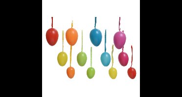 Decoris Paaseieren - 12x stuks - multicolor - kunststof - pasen