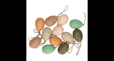 Decoris Paaseieren - 18x stuks - 9 cm - kunststof - multicolor