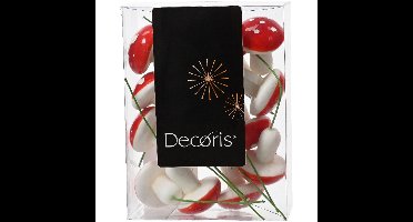 Decoris paddenstoelen stekers - 30x - 4x3 cm - kerststukje decoratie