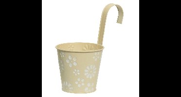 Decoris Plantenpot - ophangbaar - zink - 32 x 16 cm - creme