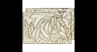 Decoris Tafel placemats - 2x - gouden bladeren - 30 x 45 cm - diner