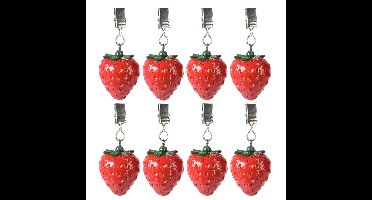 Decoris tafelkleedgewichten - 16x - aardbei - kunststeen - rood