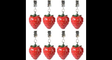 Decoris tafelkleedgewichten - 8x - aardbei - kunststeen - rood