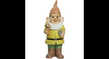 Decoris Tuinkabouter - met plantje - polystone - H29 cm