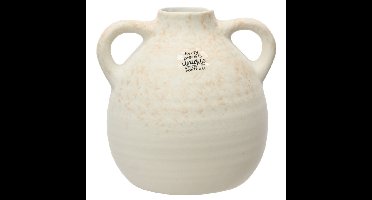Decoris Vaas kruik model - terracotta - wit - D17 x H17 - vintage