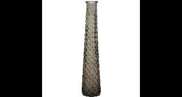 Decoris Vaas - transparant bruin - patroon - glas - D7 x 32 cm