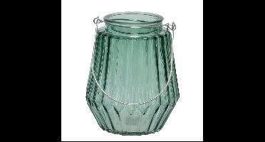 Decoris Waxinelichthouder - glas - zeegroen - 11 x 13 cm