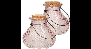 Decoris wespenvanger/wespenval - 2x - lichtroze - glas - D14 x H13 cm