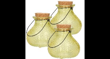 Decoris wespenvanger/wespenval - 3x - saffraangeel - glas - D14 x H13 cm