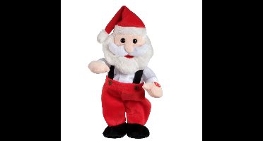 Decoris Zingende en dansende kerstman pop - 32 cm - polyester