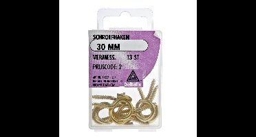 Deltafix Schroefhaken - 13x - vermessingd metaal - 30 mm - ijzerwaren