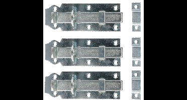 Deltafix schuifslot/hangslotschuif - 3x - 12 x 4.5cm - verzinkt staal - deur - schutting - hek