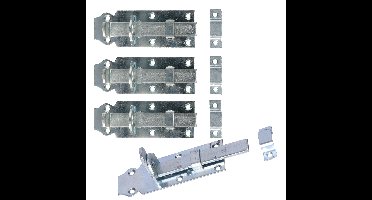 Deltafix schuifslot/hangslotschuif - 4x - 12 x 4.5cm - verzinkt staal - deur - schutting - hek