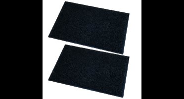 Deurmat/droogloopmat Memphis - 2x stuks - zwart - 80 x 120 cm
