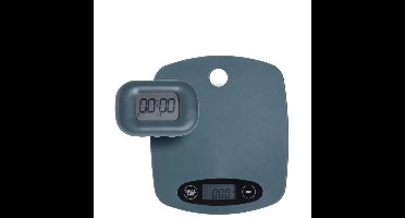 Digitale keukenweegschaal en eierwekker van kunststof blauw max 5 kilo