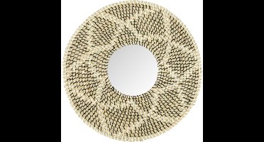 Dijk Natural Collections wandspiegel - zwart/wit/beige - zeegras - D52 cm