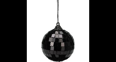 Disco kerstbal - zwart - D6 cm - kunststof/glas - spiegel discobol