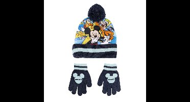 Disney Mickey Mouse 2-delig winterset - muts/handschoenen - zwart - voor kinderen