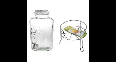 Drankdispenser/limonadedispenser op verhoger - glas - RVS - 8 liter - 18 x 37 cm
