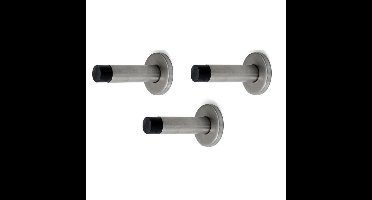 Dulimex Deurstopper/deurbuffer - 3x - 50 x 86mm - inclusief schroeven - RVS - wandmodel