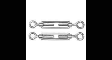 Dulimex Spanschroeven/draadspanner met oog/oog - 2x - 8cm - verzinkt zamak - 100kg - M10 schroefdraad