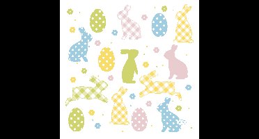 Duni Paas thema servetten Bunnies and Eggs - 20x - pasen - 33 x 33 cm
