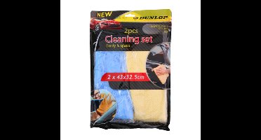Dunlop Poetsset - 2x Poetsdoeken - zeemspons - auto / ramen