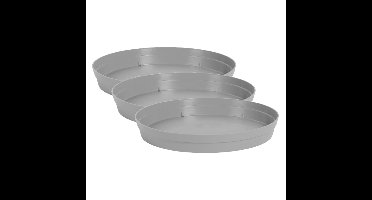 EDA Bloempot onderschaal Toscane - 3x - kunststof - grijs - D23 cm
